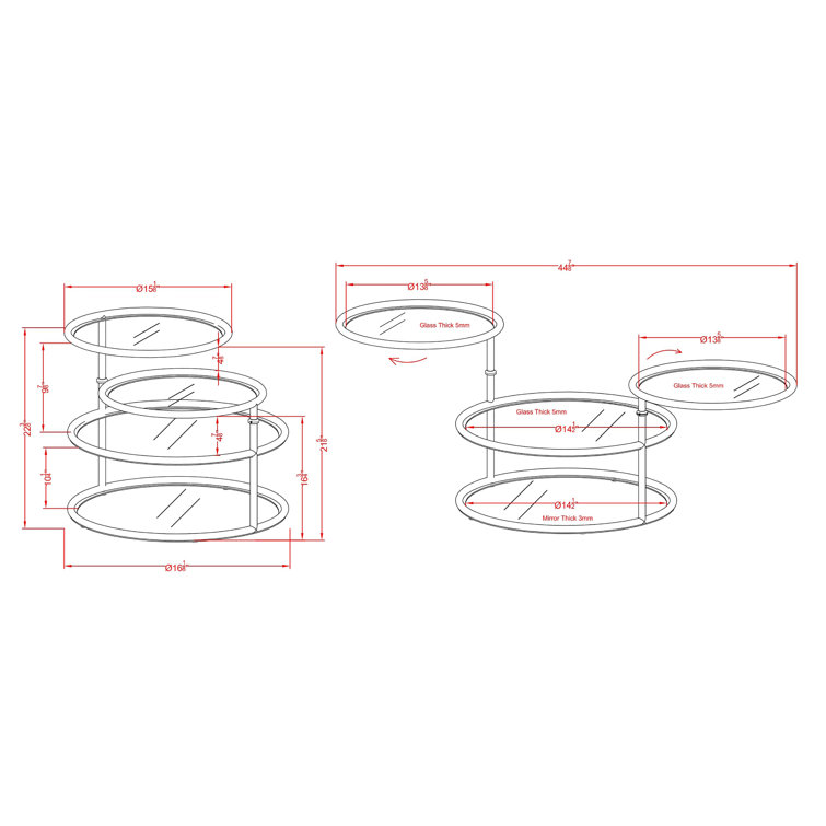 Mercer41 Blandain 22.38'' Tall Glass Floor Shelf End Table Wayfair